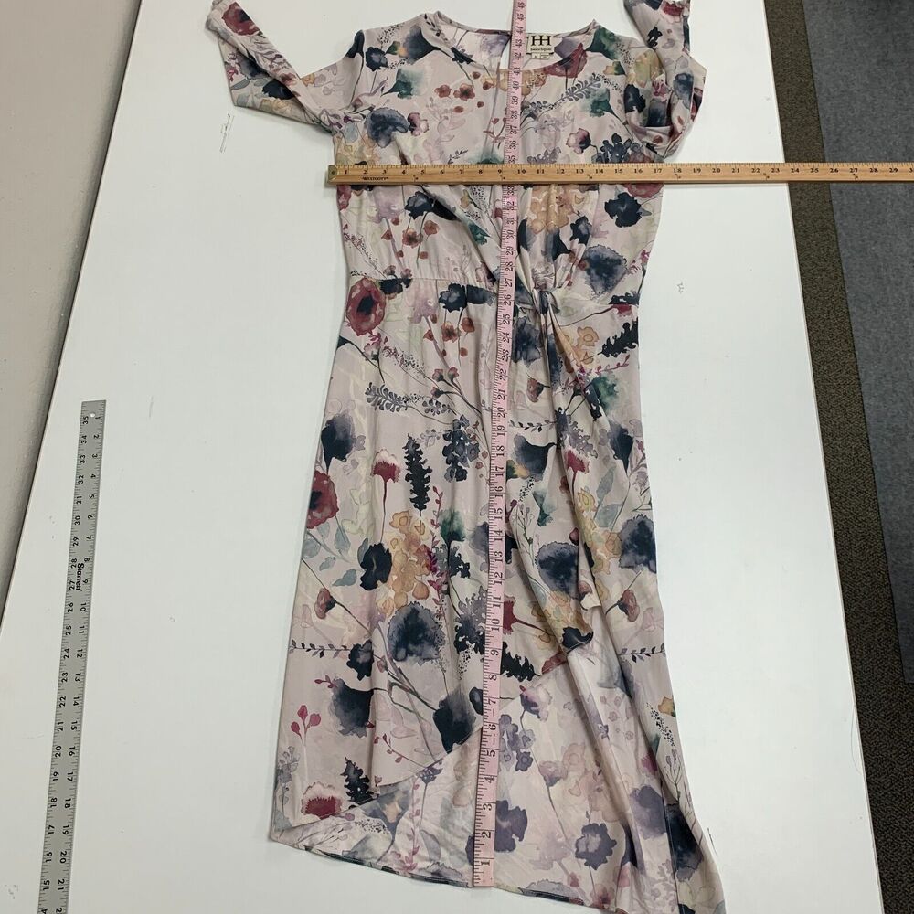 Haute Hippie Twist Front Asymmetrical Dress Women M Medium Floral Quarter Sleeve - Picture 8 of 14